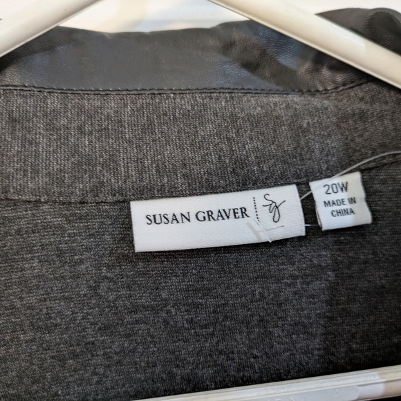 Susan Graver Charcoal Blazer with Black Trim - Picture 2 of 12
